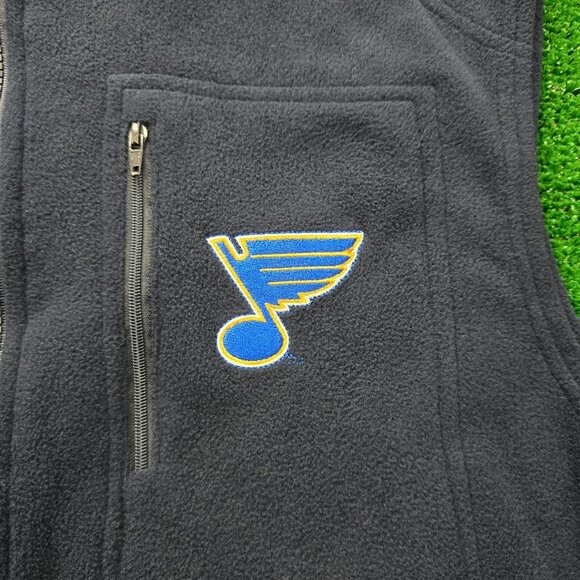 St Louis Blues Vest Mens Large Navy Blue Sweater Full Zip Fleece NHL Hockey - Picture 3 of 9
